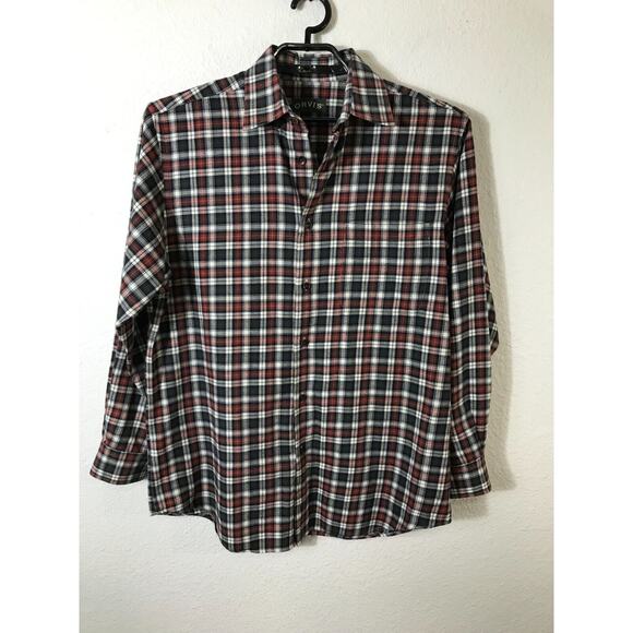 Orvis Shirt Mens Medium Luxury Flannel Brown Gray Plaid Button Up Long Sleeve - Picture 1 of 10